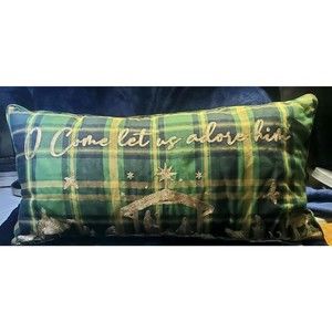 Lacourte Let Us Adore Him Decorative Pillow, 14″ x 28″, Green